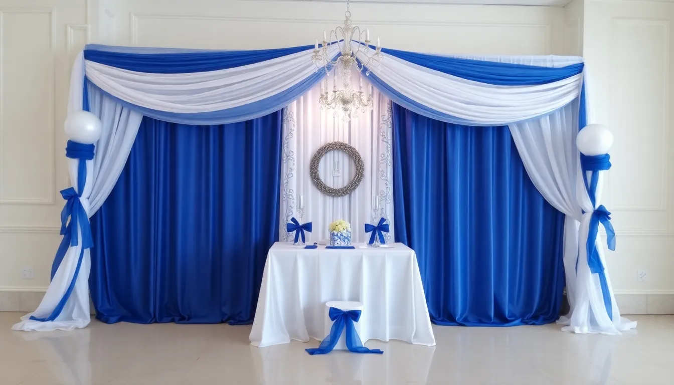 Armario azul a blanco para invitados
