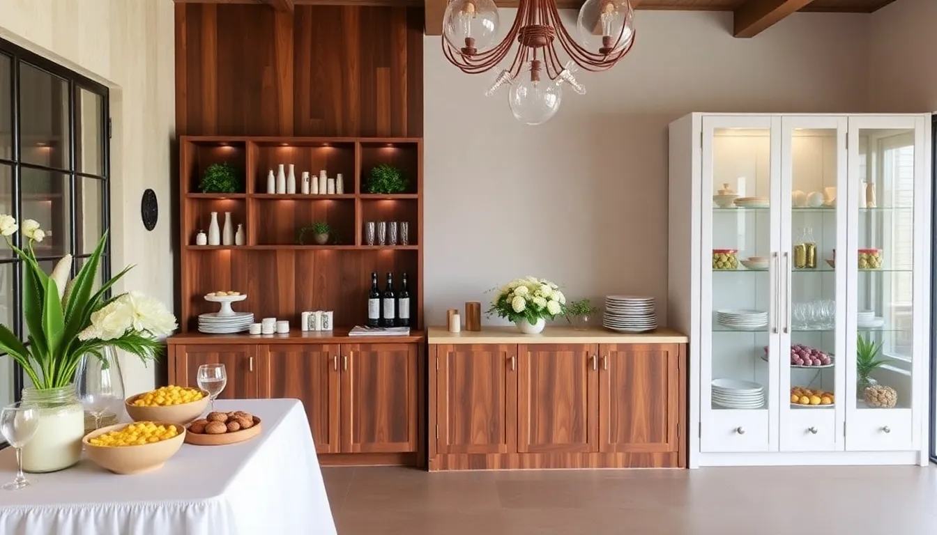 Remodelación de comedor con buffet y vitrina para invitados